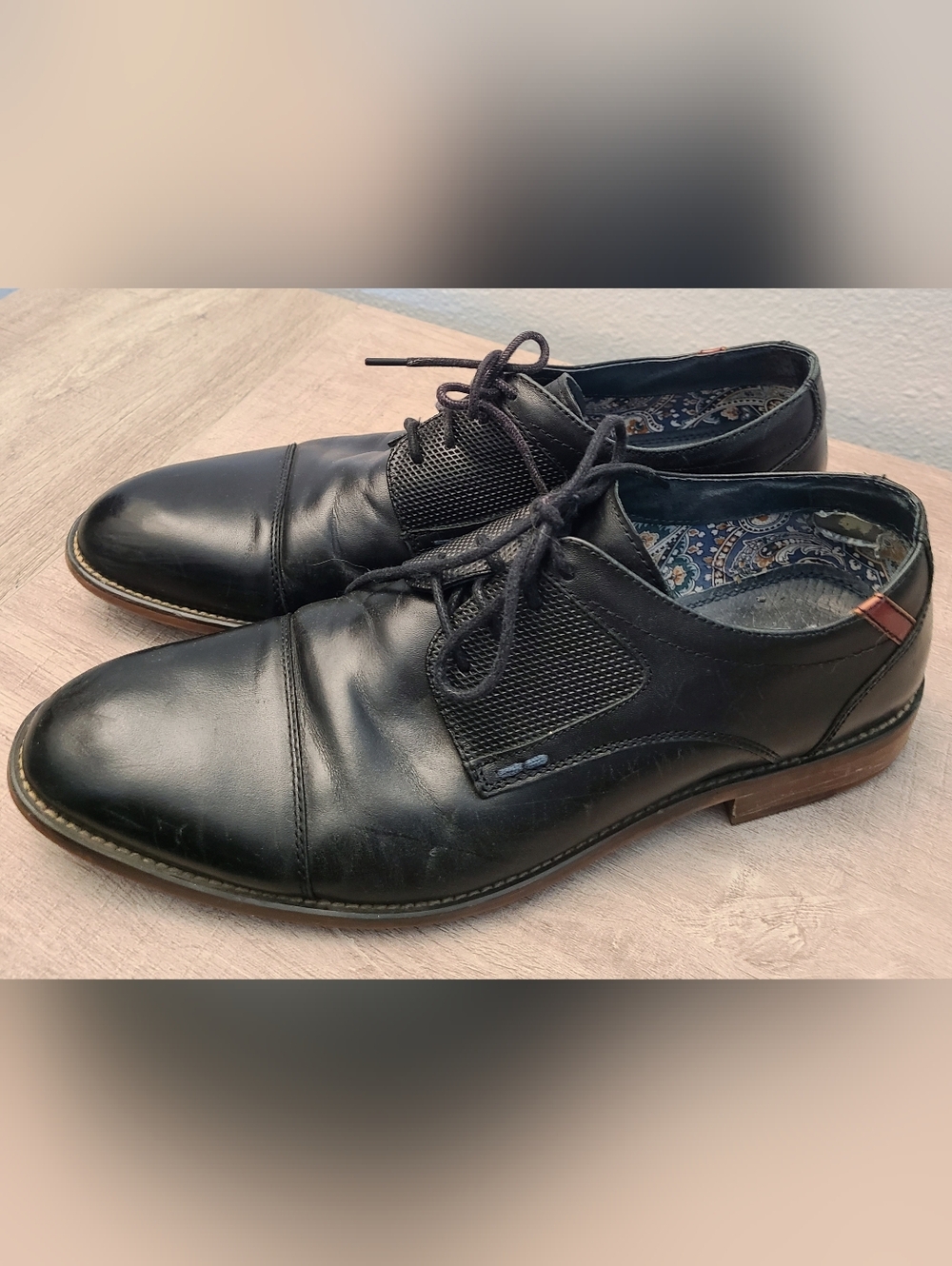 Men's Steve Madden Black Leather Oxford Dress Shoes- Size 11- GUC